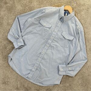 Texas Cotton Men’s Vintage Made in USA Button Down Shirt Longsleeve in Blue 16.5